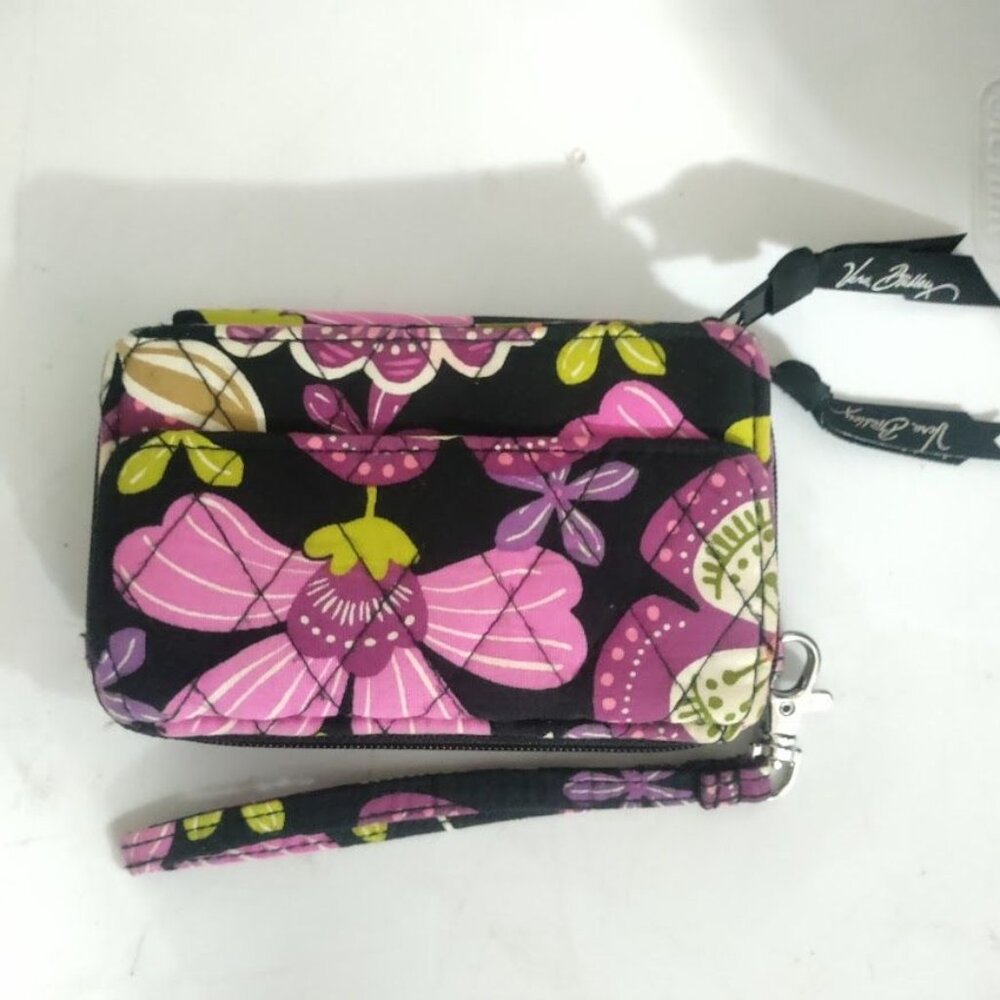 Vera Bradley Purple Floral Wristlet Wallet Classic Boho Print